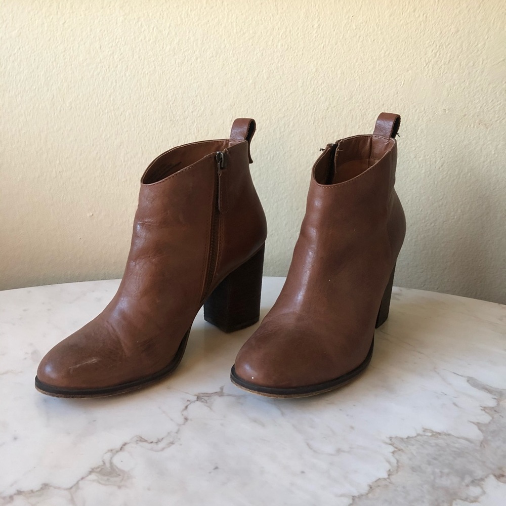 B.P. Brown Heeled Booties 7.5